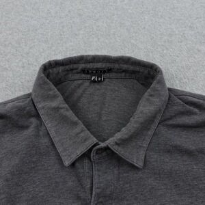 Theory‎ Mens L Polo Shirt Short Sleeve Gray Casual Cotton Blend Top Breathable
